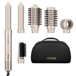 Мультистайлер 6 в 1 7MAGIC Airstyler: іонний фен, автоматичний стайлер для локонів та щітка для вирівнювання волосся, ефект Коанда, колір Champagne Gold