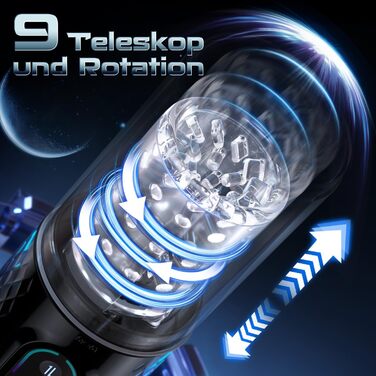 Електричний мастурбатор для чоловіків з 9 режимами, телескопічною та ротаційною функцією масажу - 3D модель