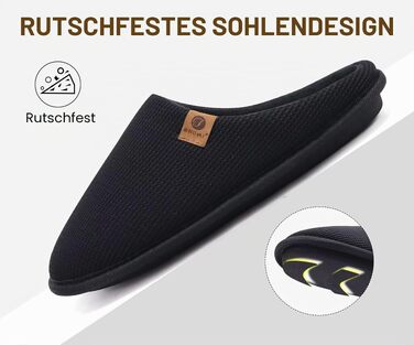 Чоловічі домашні капці ONCAI з ефектом пам'яті (Memory Foam), з підкладкою зі штучного хутра та гумовою підошвою для дому та вулиці, чорні, розмір 47 EU