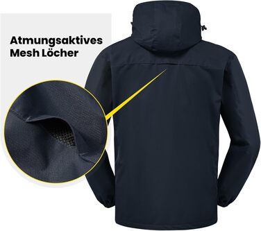 Чоловіча outdoor куртка для походів donhobo: водовідштовхуюча, дихаюча та вітрозахисна функціональна куртка для трекінгу з відстібним капюшоном, темно-синя, розмір L