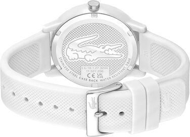 Аналоговий кварцовий годинник Lacoste 12.12 унісекс з білим силіконовим ремінцем Petit Piqué