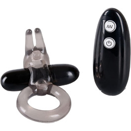 You2Toys Bunny Vibrator und Cockring - вібратор у формі зайчика та кільце для пеніса, чорний. 7 режимів вібрації, для жінок.