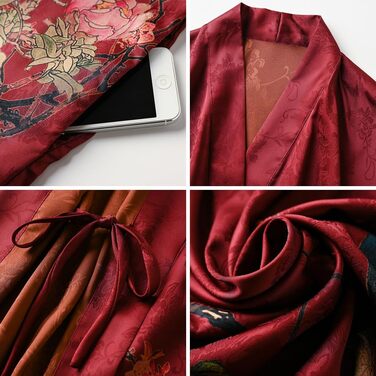 Жіночий халат-кімоно Ledamon: довгий, квітковий, бордовий (один розмір)