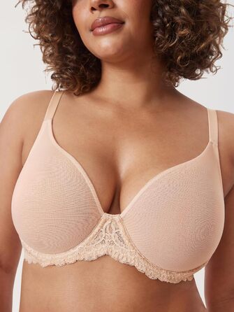 Бюстгальтер DELIMIRA з мереживом, великі розміри, прозорий сітчастий бюстгальтер з кісточками (80C, Бежевий)