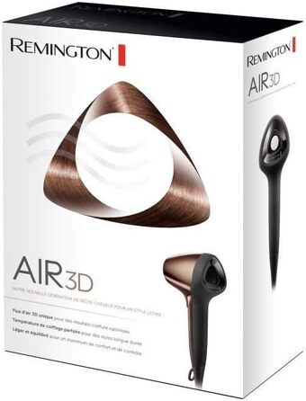 Фен для волосся Remington Ionen Air3D D7777 бронзовий: іонізація, 3D-потік повітря, 3 температурні та 2 швидкісні режими, дифузор та 2 насадки-концентратори