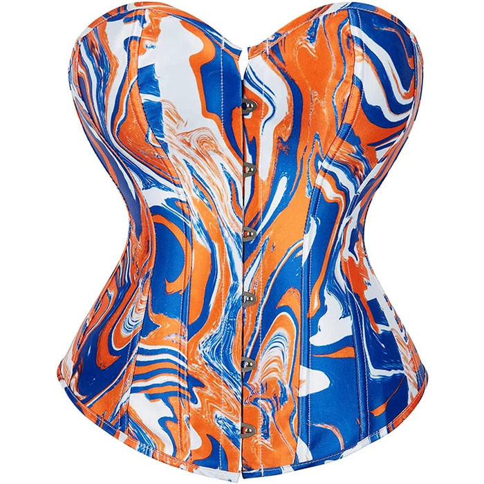 Жіноче корсетне тіло Adelce з квітковим принтом, блакитно-помаранчеве, на шнурівці, вінтажний стиль