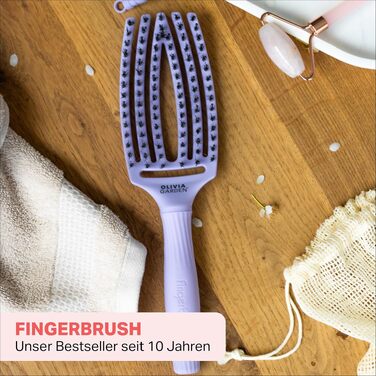 Щітка для волосся Olivia Garden Fingerbrush Care Iconic — розплутуюча з щетиною кабана та нейлоном для блиску та гладкого стайлінгу, Lavender Medium