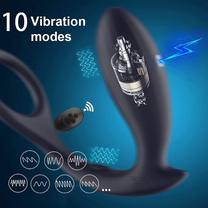 Анальні вібратори PQKuss для пар: стимулятор простати з 3 режимами шоку та 10 вібрацій, електричний анальний плагін та кільце для пеніса, силікон