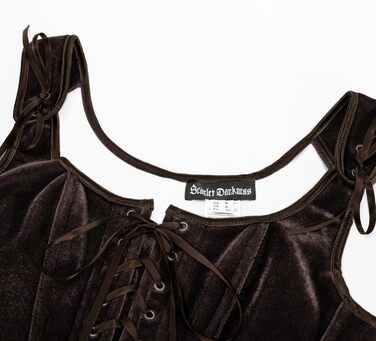 Корсет жіночий Ренесанс SCARLET DARKNESS, темно-коричневий, з мереживом, на шнурівці, вечірній, з оксамиту