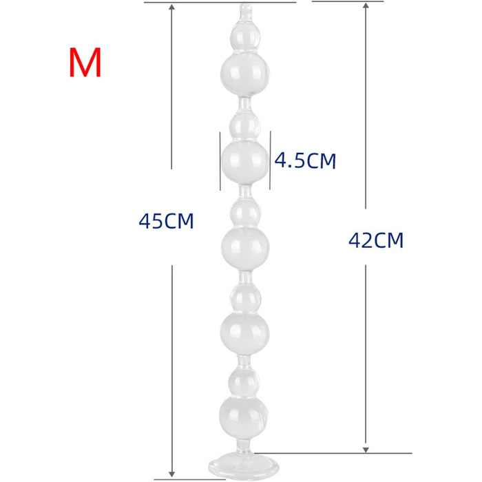 Анальні кулі та ланцюжок, дилдо з кулями, стимулятор простати, анальний плаг, для жінок та чоловіків (прозорий)