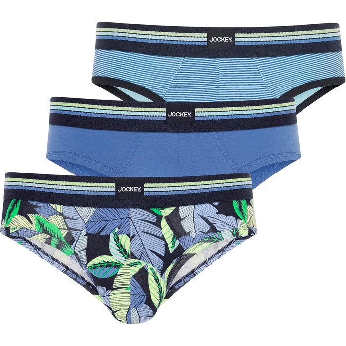 Труси чоловічі Jockey Cotton Stretch (3 шт.) - бавовна та еластан, середньою посадкою, колір True Blue