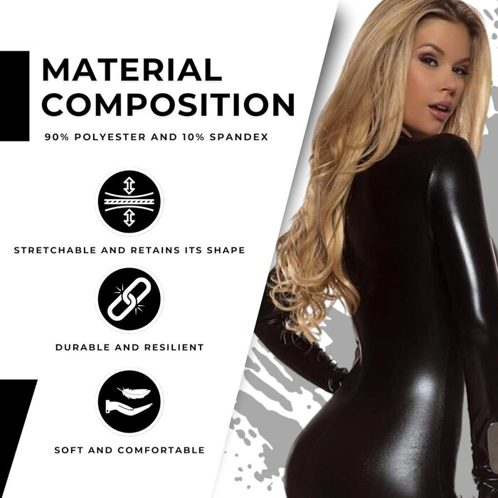 Костюм-котяча кігурумі для жінок Forplay, металік, чорний, з блискавкою спереду, стійкий комір, костюм на Хелловін