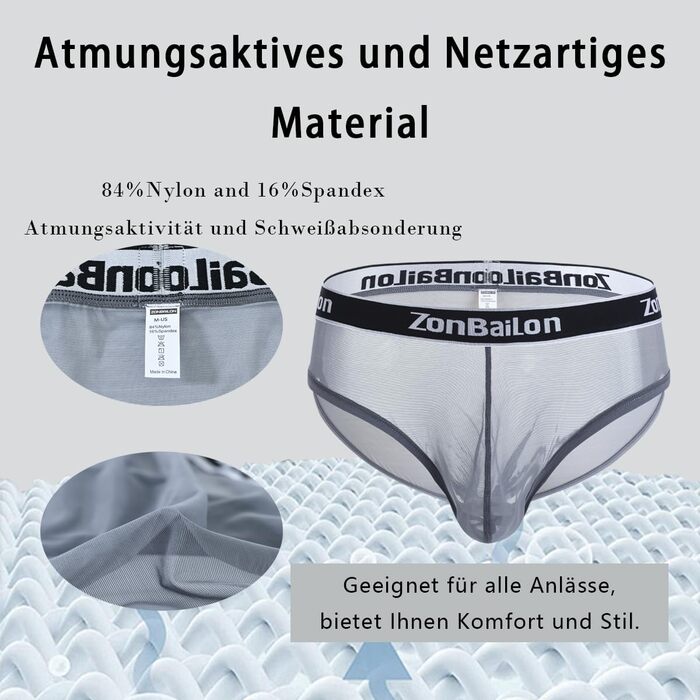 Чоловіча труси YAHWUAI Sips: сексуальна, зручна білизна з великим вирізом, чорно-темно-сіра (3XL)