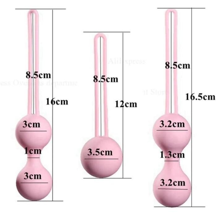 Силіконові кегелеві м'ячики для тренування та зміцнення м'язів тазового дна - 3 шт. Безпечні для жінок, вагінальний масажер