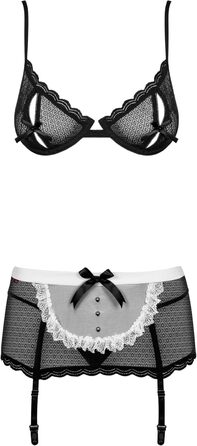 Костюм для дому Selente Love & Fun: костюм покоївки з атласною маскою для очей, чорний, S-M, Made in EU