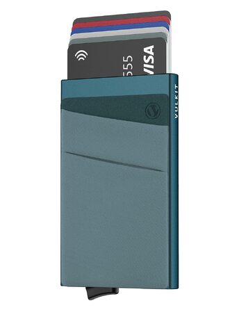 Чоловічий RFID/NFC картхолдер-гаманець VULKIT зі слотом для купюр, мінімалістичний портмоне для 5-7 карток (Смарагдово-зелений)