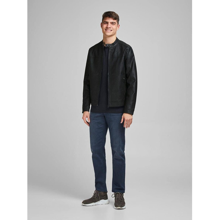 Чоловіча куртка Jack & Jones зі штучної шкіри, чорна, розмір S