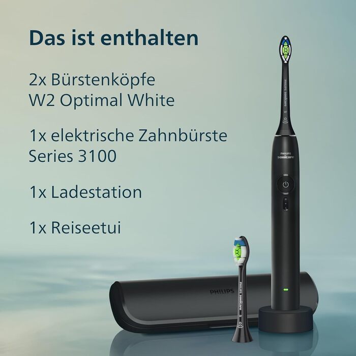 Електрична сонічна зубна щітка Philips Sonicare Series 3100 з датчиком тиску, 3 режимами інтенсивності та дорожнім чохлом, чорна, HX4033/26