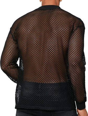 Чоловіча сітчаста сорочка/сітка, блискуче прозоре т-подібне мереживне сорочко з короткими рукавами, клубний стиль, літня мереживна кофта - XS-3XL, чорний S