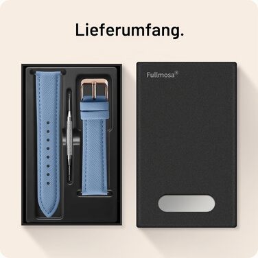 Ремінець Fullmosa зі шкіри для Garmin Vivoactive 6/5/4, Venu SQ та Samsung Galaxy Watch 7/6/5/4/FE/Classic (18мм, світло-блакитний з рожево-золотистим замком)