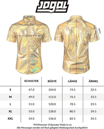 Чоловіча сорочка JOGAL з металевим блиском для вечірок та клубу, чорна (M)