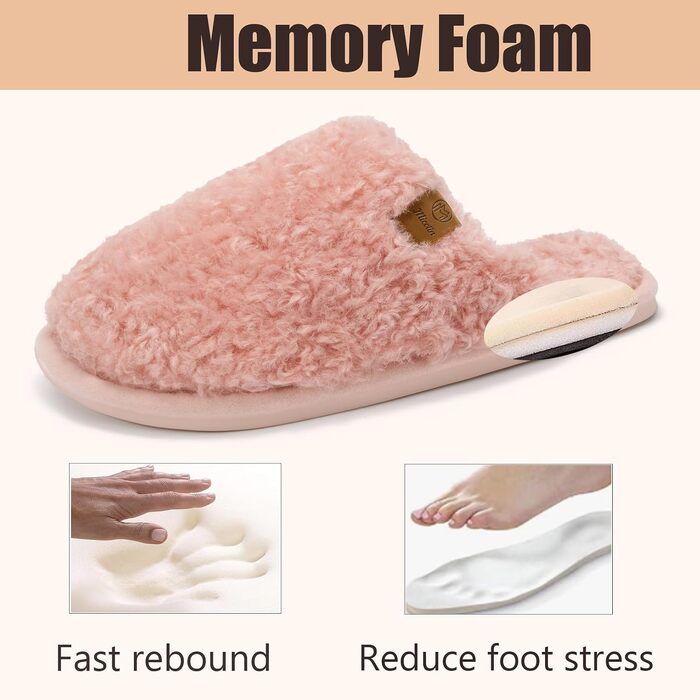Жіночі зимові капці Hausschuhe з ефектом пам'яті (Memory Foam), теплі та пухнасті, рожеві (розмір 38.5/40 EU)