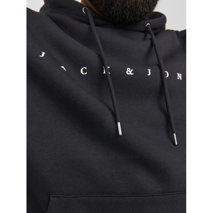 Чоловічий худі Jack & Jones JJESTAR JJ Sweat Hood — розслаблена посадка (Relaxed Fit), чорний, розмір 3XL