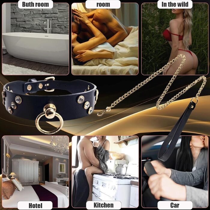 Лідер шкіряне намисто з кільцем O SM регульоване, для пар, дорослих, БДСМ, чорне