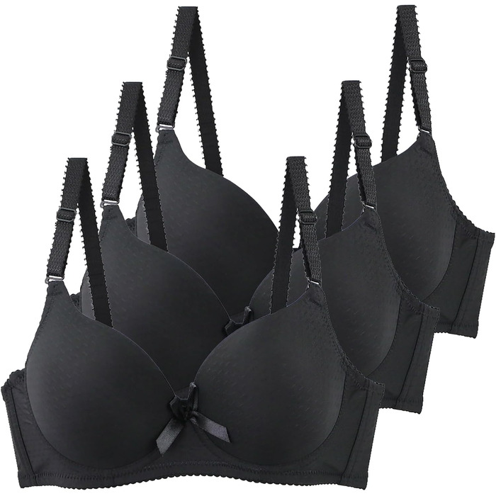 3 шт. бюстгальтери XCXC для жінок великих розмірів з кісточками, Push-Up, зручні, класичні, з регульованими бретелями, анти-деформаційні, комплект для повсякденного використання (#B 3 шт. (Чорний), 95C)