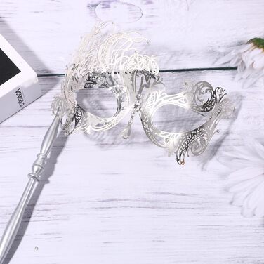 Набір з 3 венеціанських масок для жінок JewelryWe: металеві маски з стразами для карнавалу, Хелловіну, маскараду, з держателем