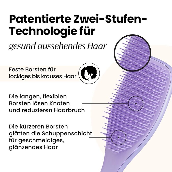 Щітка для волосся Tangle Teezer Ultimate Detangler для кучерявого та жорсткого волосся (3C-4C), розплутувач з двоступеневими щетинами проти фриззінгу, Mango & Purple