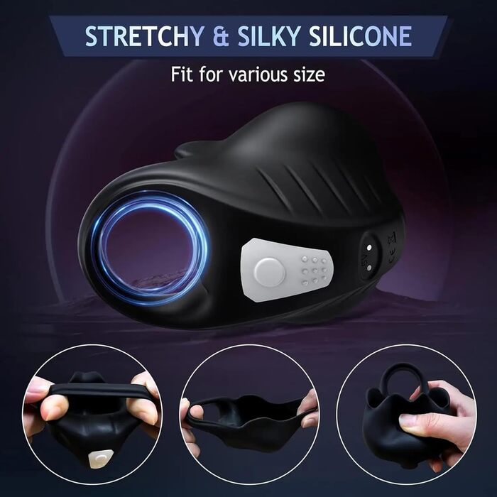 Вібраційний кільце для пеніса Buntune 2-в-1 з пультом дистанційного керування - 9 режимів, масажер для чоловіків