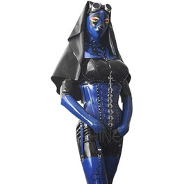 Латексний боді Гейлоп з капюшоном, рукавичками та шкарпетками, чорний (L)