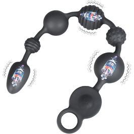 Анальні кулі вібратор із 10 режимів вібрації, 3 моторами та анальною ланцюжком. Стимулятор G-точки, простати, анальних кулястих вставок для чоловіків, жінок, пар.