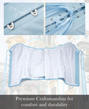 Корсет для жінок - бюстєль-корсет, топ - для великої груди, шнурівка, талія, спідня білизна - квітковий принт, блакитний колір, розмір S