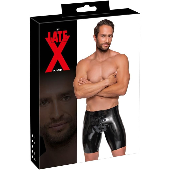 Штани чоловічі латексні на блискавці XL чорного кольору