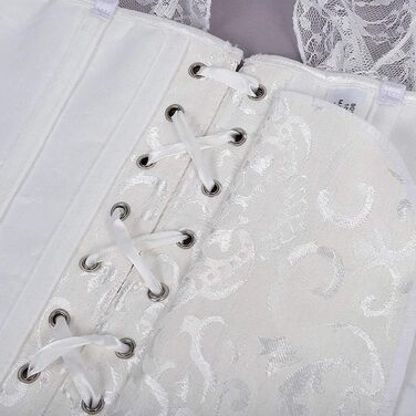 Корсет жіночий Oytto готичний з сатину, з кісточками, шнурівка, топ-боді, весільний, білий, XX-Large