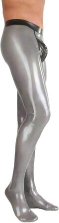 Легінси чоловічі Latexhose з блискавкою спереду, Cool Sexy Clubwear, 0.4 мм, 3XL, срібні, чорні