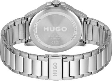 Чоловічий аналоговий кварцовий годинник HUGO First Collection синього кольору зі сталевим браслетом