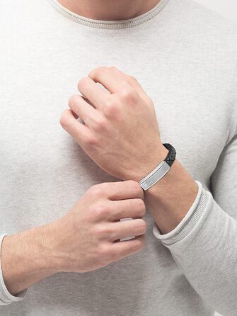 Чоловічий шкіряний плетений браслет BOSS Jewelry колекція LANDER, чорний