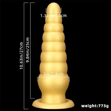 Анальні кулі з силікону Hrekssi Gold – великі, з присоскою, для масажу простати та вагінальної стимуляції. Іграшки для дорослих
