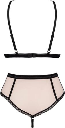 Obsessive Spitzen Set: Комплект бюстгальтера та трусиків Obsessive, жіноча білизна, сексуальна спідня білизна, рожево-чорний комплект L-XL