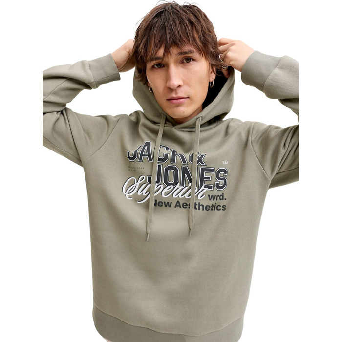 Чоловічий худі з капюшоном JACK & JONES Mae Logo Hoodie (розмір S, колір Vetiver)