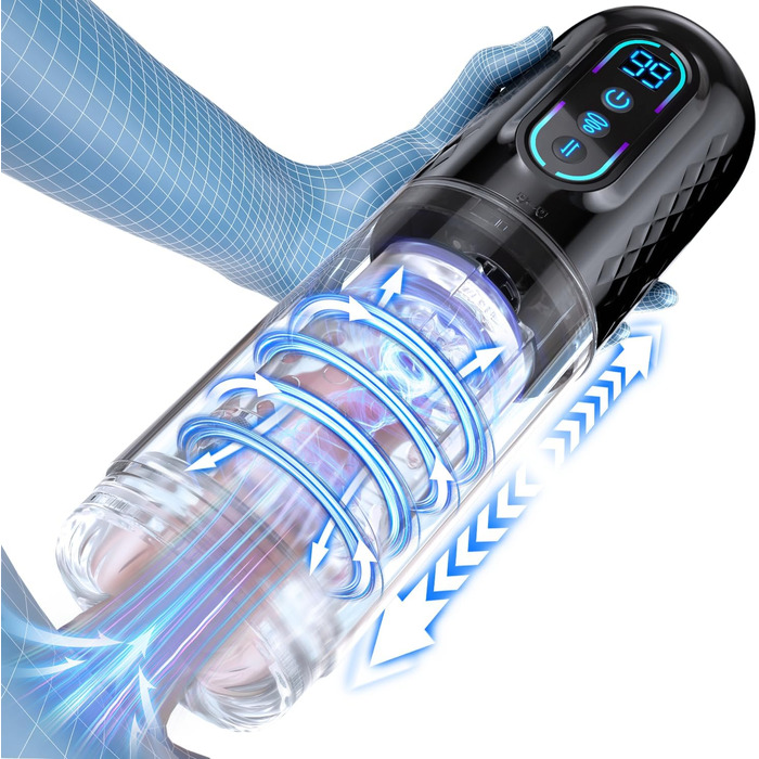 Електричний мастурбатор для чоловіків з 9 режимами, телескопічною та ротаційною функцією масажу - 3D модель