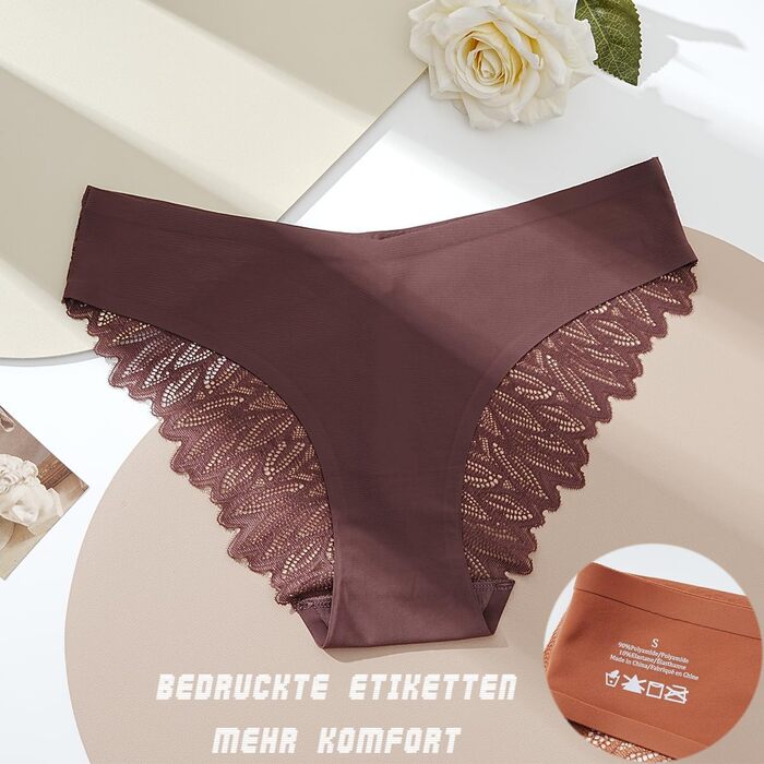 Набір трусів FINETOO Seamess Sips: 6 шт. мереживних гіпстерів для жінок, сексуальний V-подібний крій, S-X