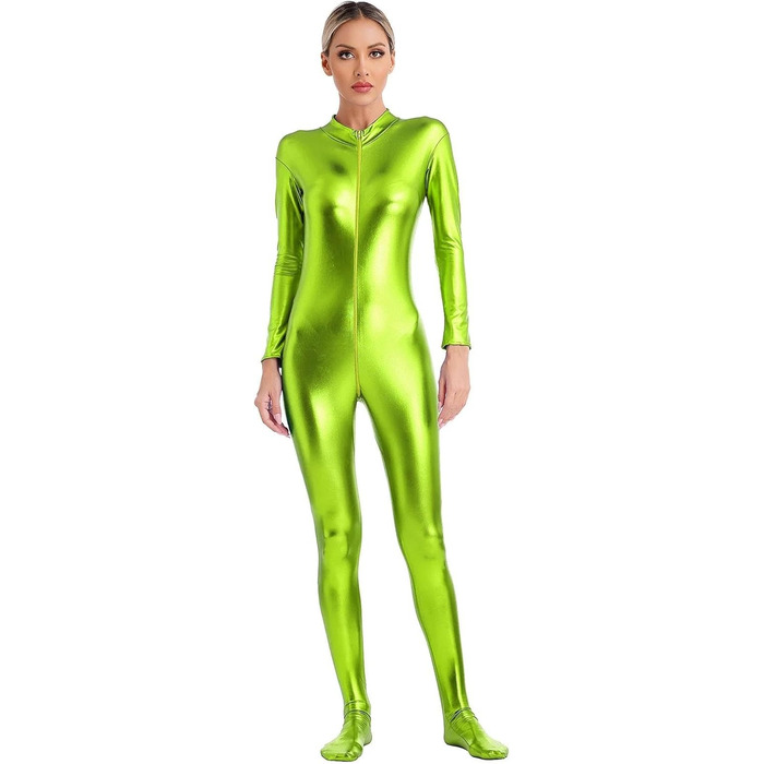 Жіночий комбінезон GRRKDFQ з довгим рукавом та блискавкою спереду (Хлопчато-зелений, розмір L)