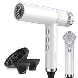 Професійний фен для волосся slopehill 2000W, 110000 об/хв, іонізація OxyActive, LED-дисплей, легкий та тихий (Білий)