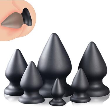 Силіконовий анальний плагін NAIXBTY для жінок та чоловіків. XXXL+ розмір, з сукупником, для масажу G-точки та простати. Іграшки для дорослих, чорний колір.