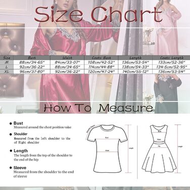 MILAX Халат жіночий, піжама, нічна сорочка, халат-кімоно, комплект, атлас, V-подібний виріз, рожевий, XL