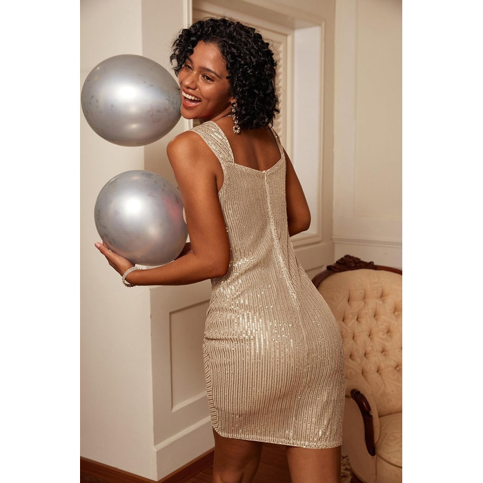 Сукня Grace Karin з паєтками, міні, без рукавів, для вечірки/коктейлю, XXL, золотий шампань